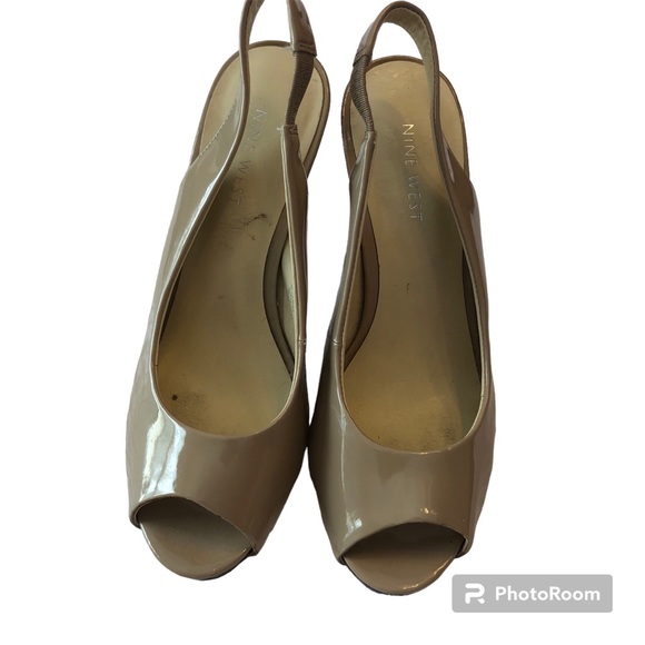 Nine West Size 7 Taupe Sling Back Peep Toe - Picture 3 of 5